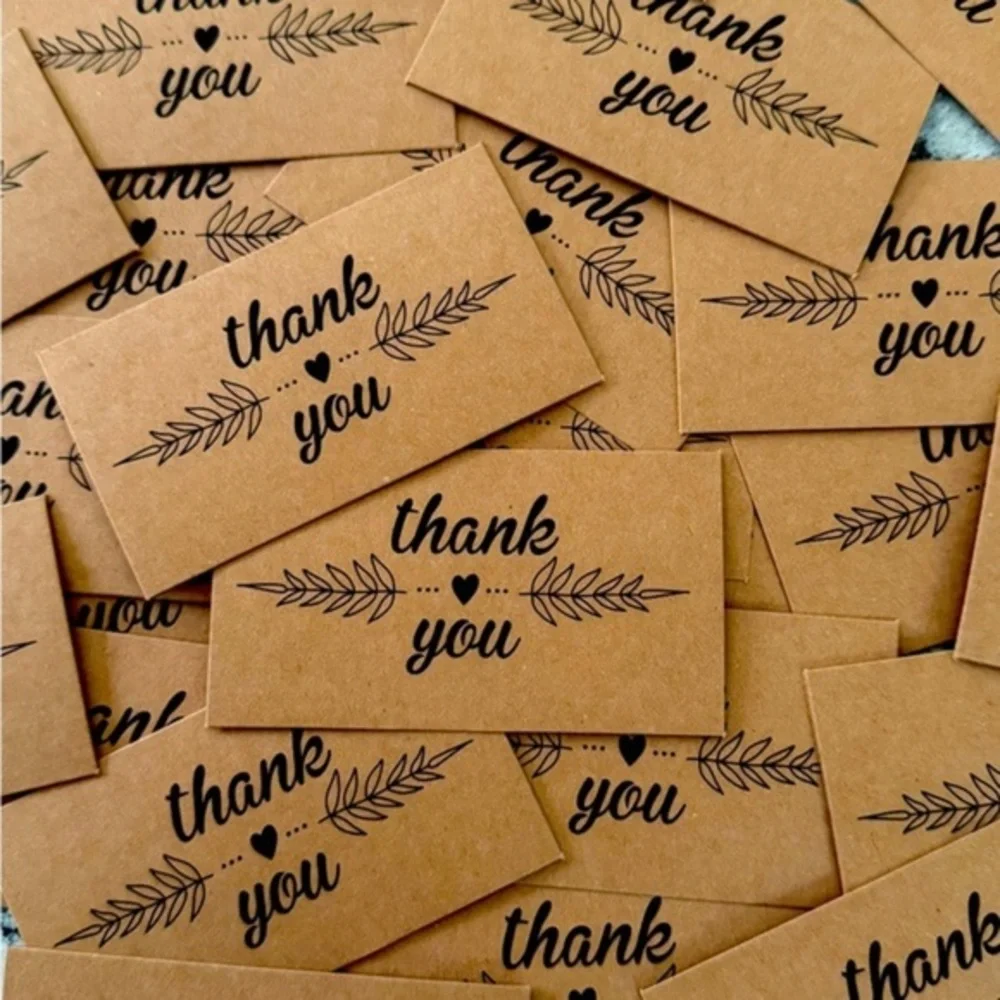 25 Kraft Paper Thank You Cards (2x3.5in)